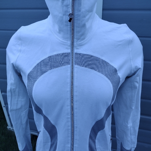 Lululemon White & Grey In Stride Full Zip Jacket Size 8 - Picture 2 of 8